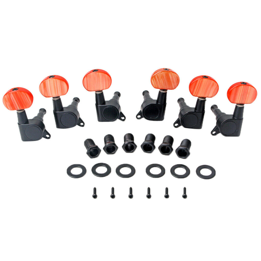 6 Pieces 3L3R Acoustic Guitar Tuning Pegs Keys Tuners with Red Buttons