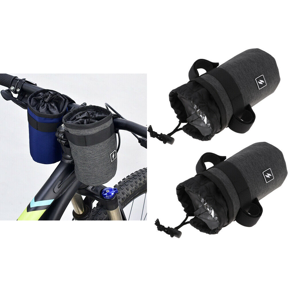 Set Of 2 Bike Kettle Holder Pouch Front Handlebar - Gray