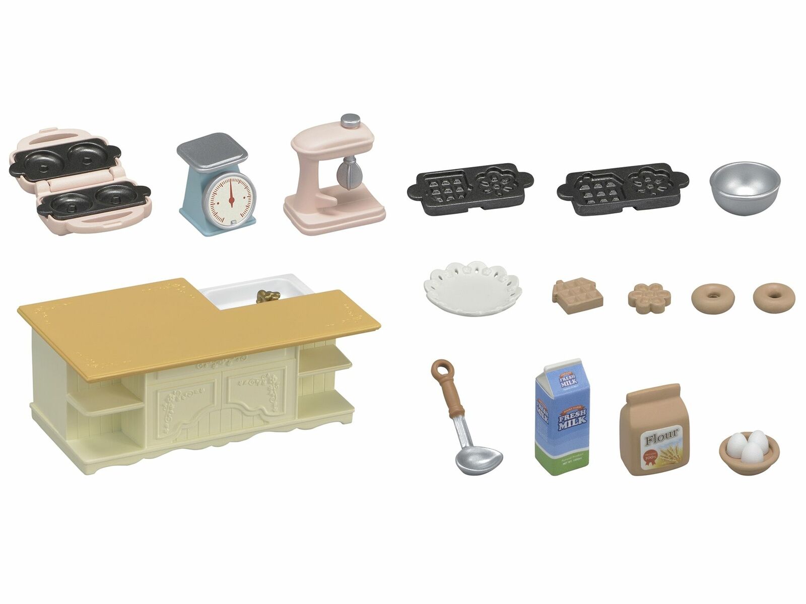 Sylvanian Families Kitchen Island Furniture Set inc 18 Pieces 5442 Role Play 3+