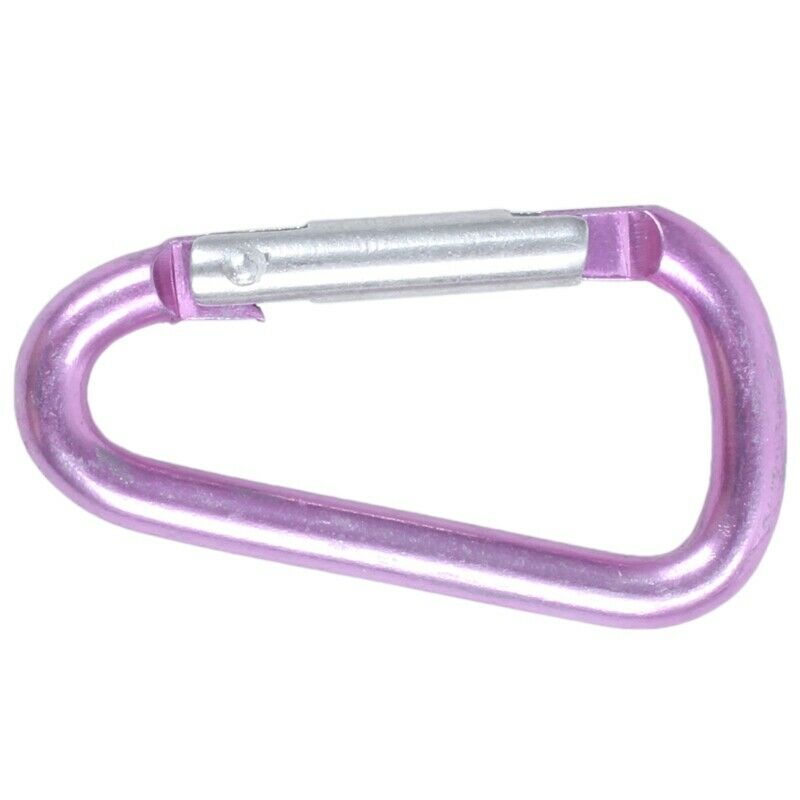 10X(Pink aluminum alloy D-shape sp-loaded gate closure carabiner W1N2)