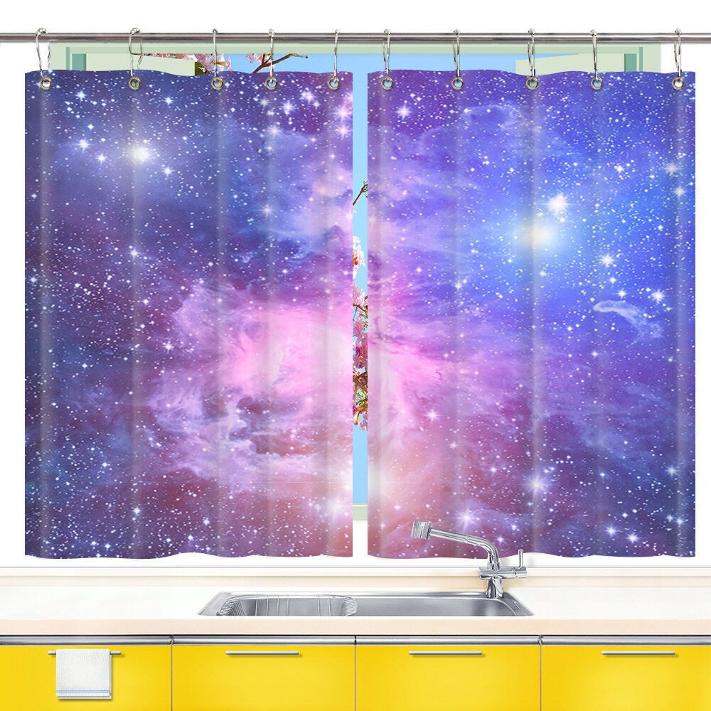 Outer Space Galaxy Kitchen Curtains Window Drapes 2 Panels Set for Kitchen Cafe