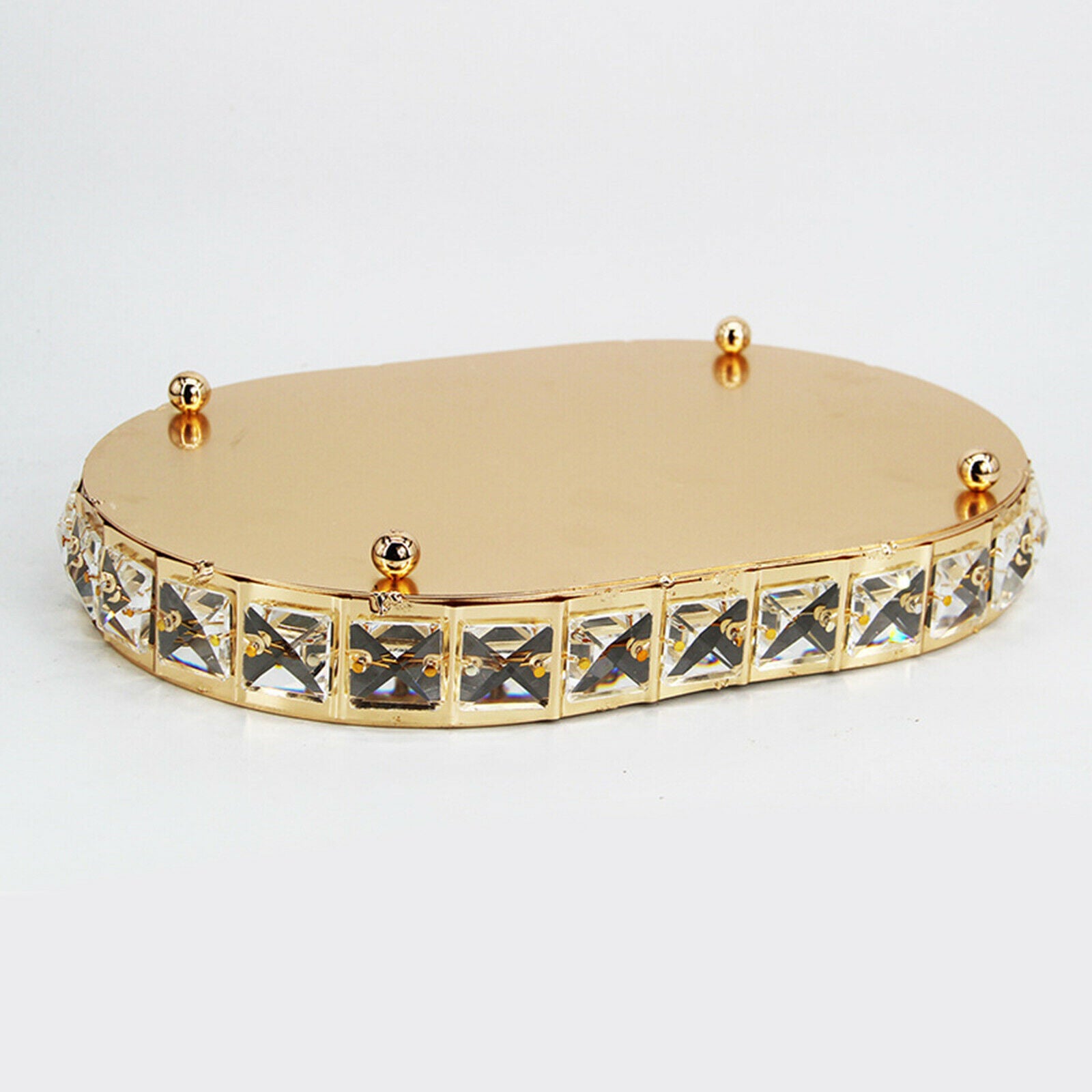 Crystal Cosmetic Vanity Tray Oval Makeup Tray Cosmetic Perfume Bottle Trays