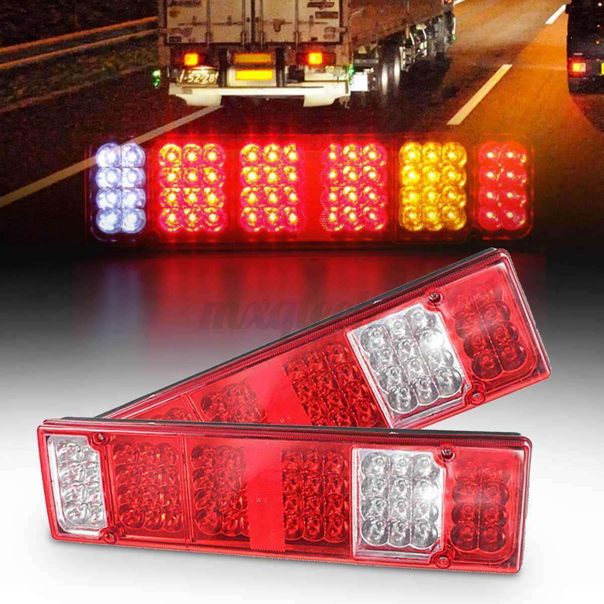 2X 12V LED Rear Tail Stop Brake Indicator Light 5 Function Trailer Truck