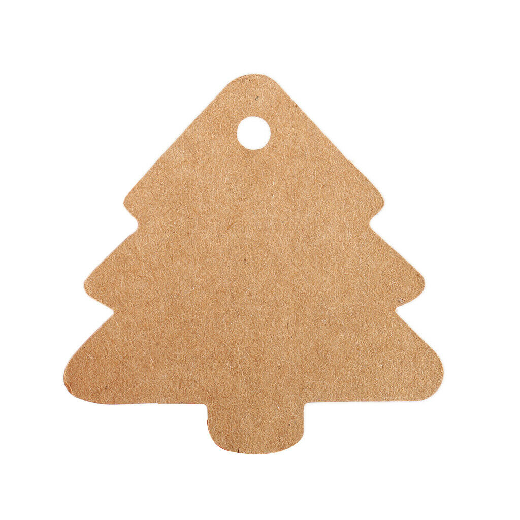 50pcs Christmas Tree Shape Brown Kraft Tags Gift Labels Hang Tags