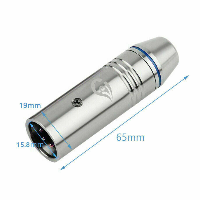1PC 4Pin XLR Speaker Stainless Steel Plug Cannon Male Wire Connector Blue