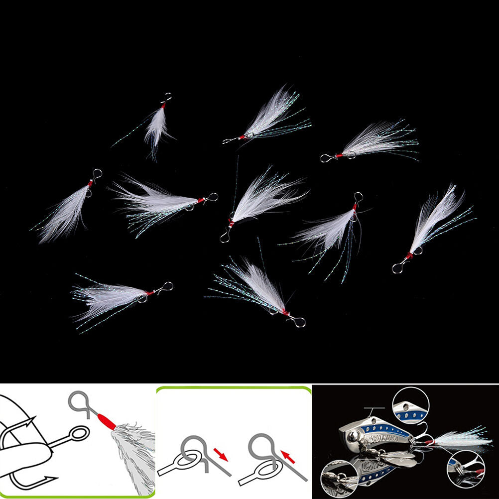 10pcs 49mm blade Lure pendant bloodstreams feather fishing lure tackle sin.l8