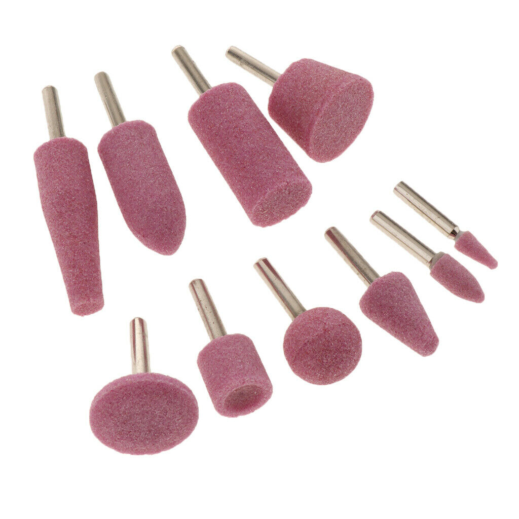 10 Pieces Wool Felt Mounted Mandrel Set, 10 Shaped Grinding Head Buffing Bits,