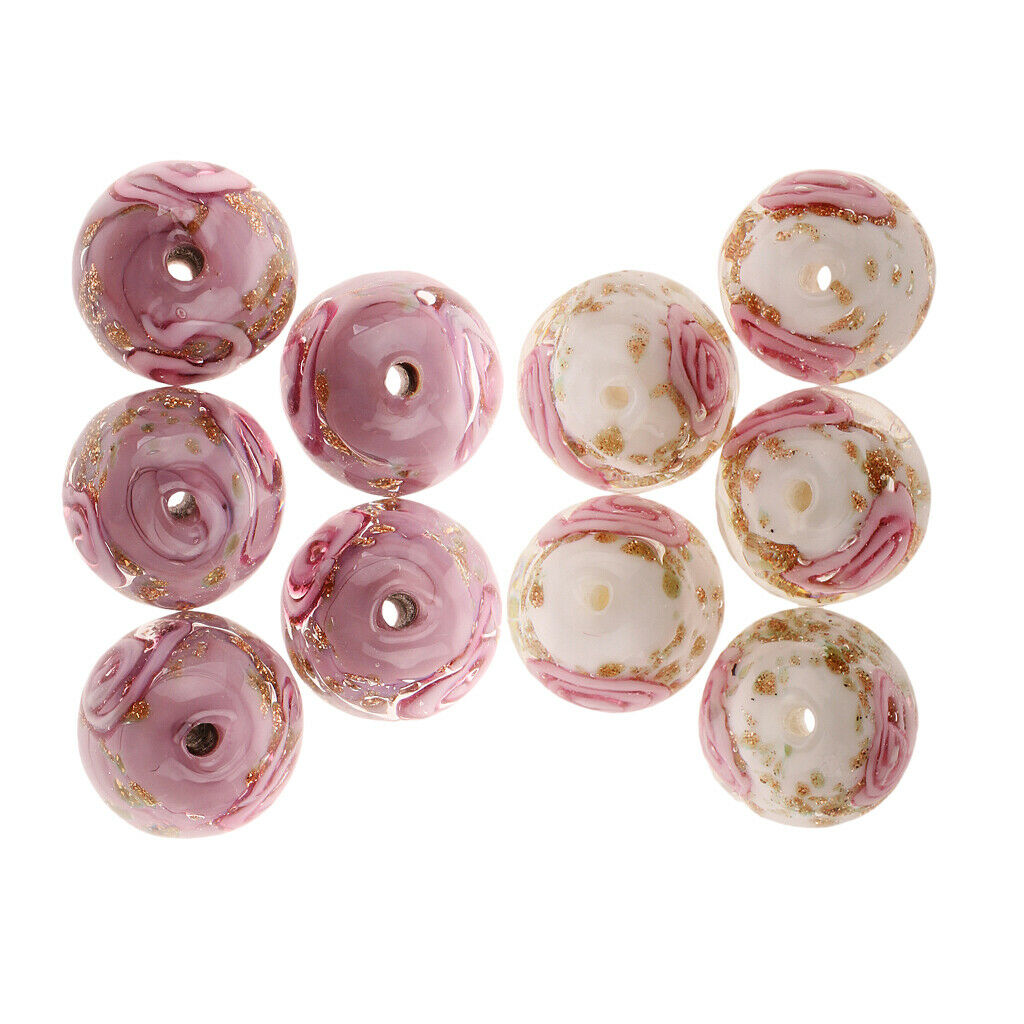 10pcs Glitter Lampwork Glass Beads for Jewelry Making Beading DIY Craft 12mm