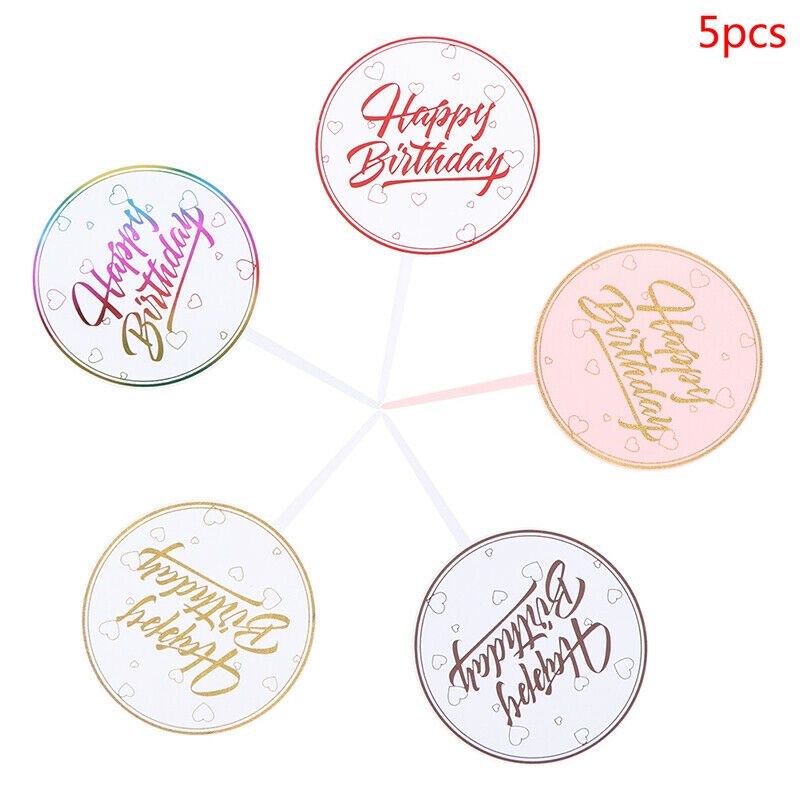 Colorful Printed Happy Birthday Cake Topper Cupcake Toppers for Birthday .l8
