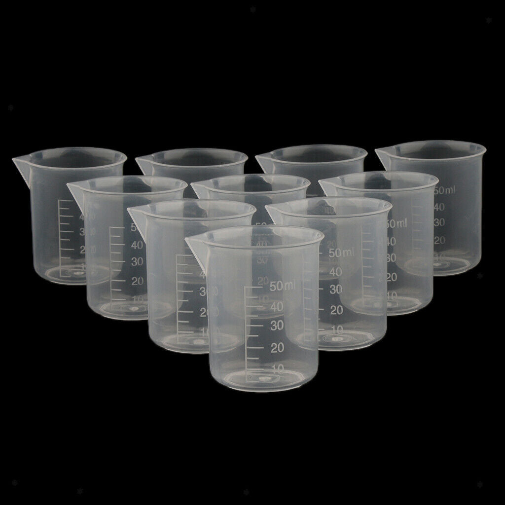 20 Pcs 50ml Plastic Clear Graduated Measuring Cups Beakers for Lab, Kitchen,