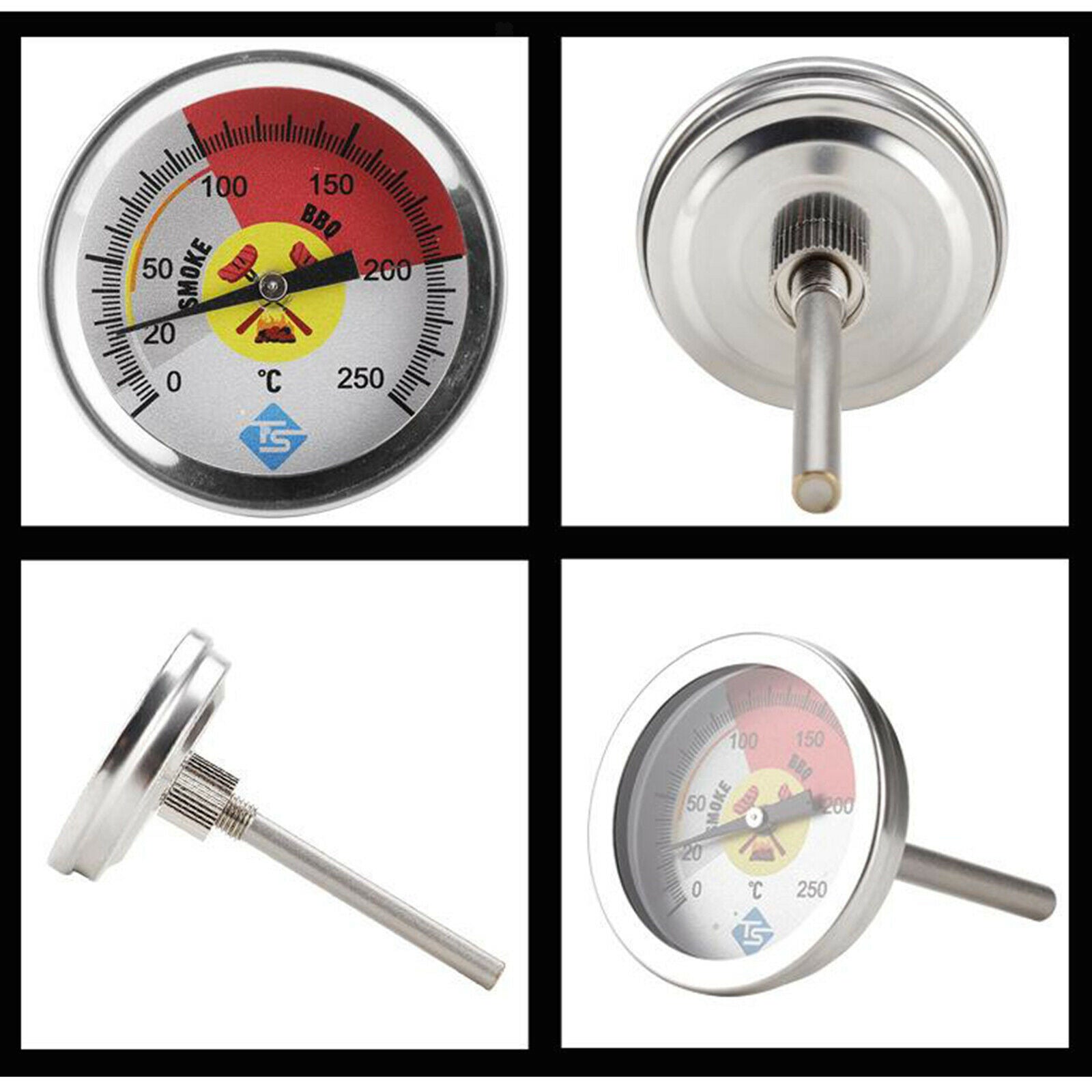 2" Latest BBQ Thermometer Barbecue Cooking Pit Temperature Gauge 250â„ƒ