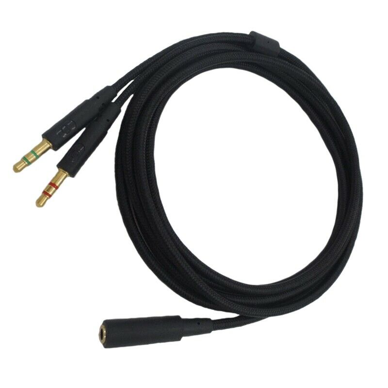 3.5mm Universal 2 in 1 Gaming Headset Audio- Extend Cable for HyperX Cloud  U7T7