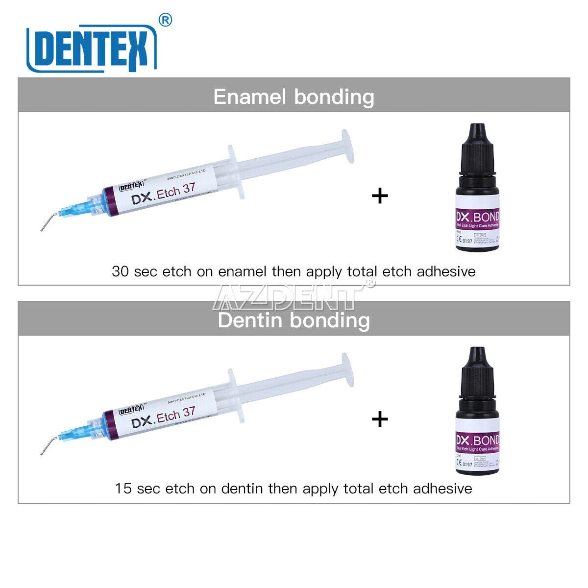 50PCS Dentex Dental Acid Etching Gel 37% Phosphoric Enamel Dentin 5ml/Syringe