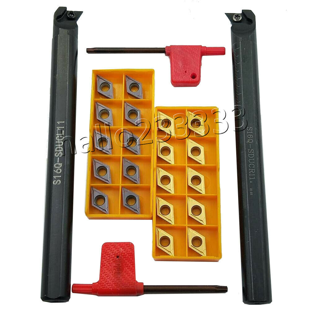S16Q-SDUCR11+S16Q-SDUCL11 Lathe Internal Turning Tool Holder + 20pcs DCMT11T304