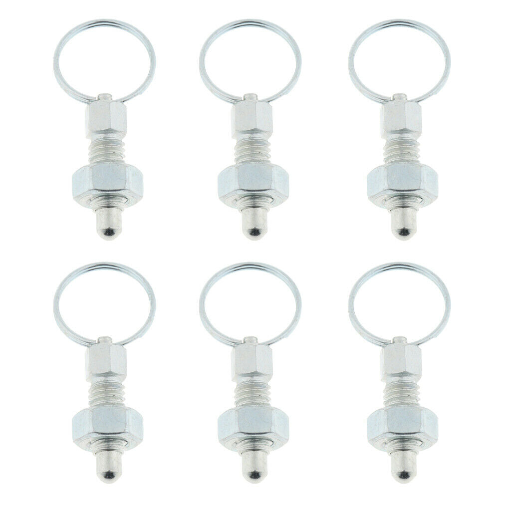 6Pcs Stainless Steel Non Lock-Out Indexing Plunger with Pull Ring M6