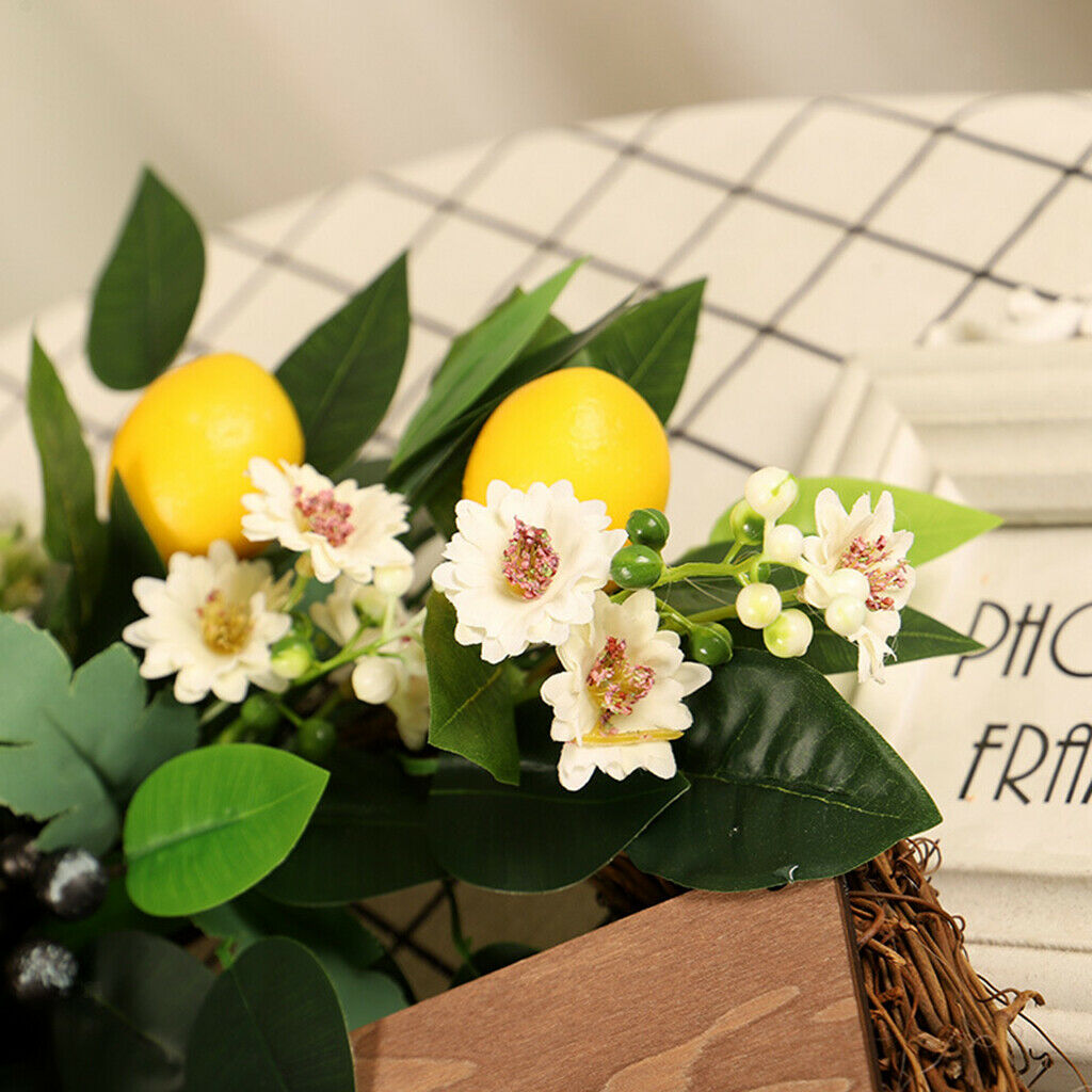 Artificial Eucalyptus Lemon Wreath Porch Home Fruit Garland Decorative