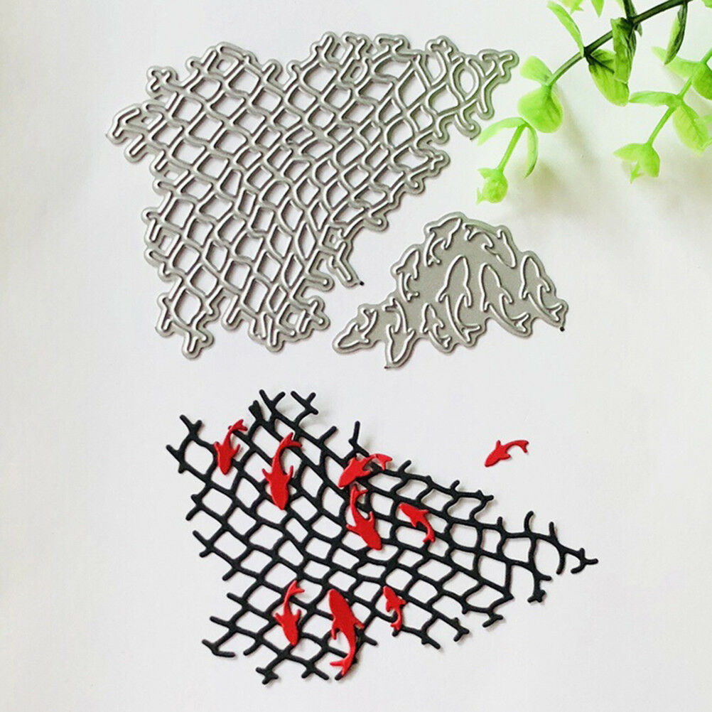 2pcs Fishing Net Metal Cutting Dies For DIY Scrapbooking Album Paper Card.l8