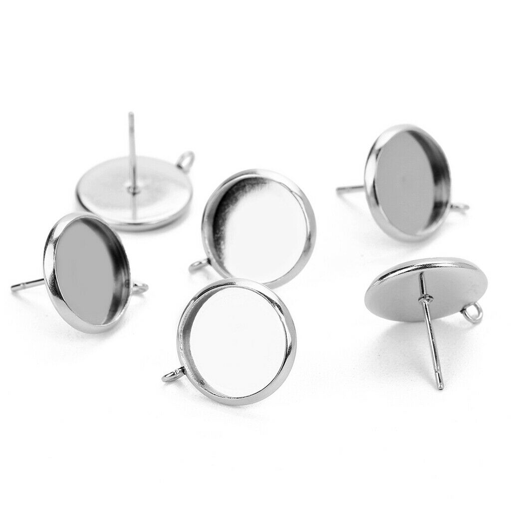 20X Stainless Steel Earrings Pin Stud Findings Back Post Blank DIY Craft 8mm