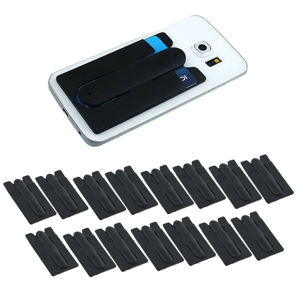 15 Pcs Silicon Phone Holder Case Stick On Credit Card Stand Black