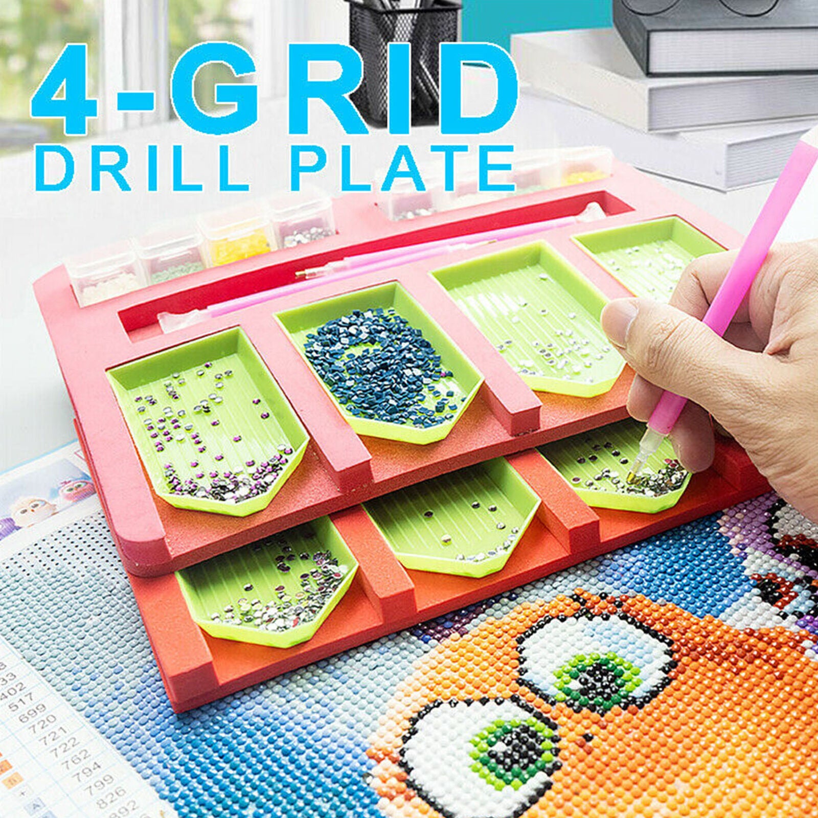 4 Grid Tool Accessory Box Tray For 5D Diamond Painting DIY Diamond Embroidery