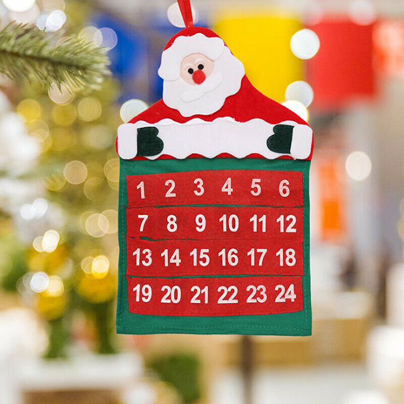 Christmas Advent Calendar Tree Hanging Xmas Pocket Countdown Display Deco.l8