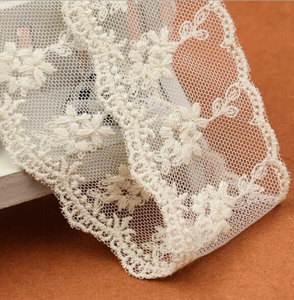 5 Yards embroidery flower Lace Ribbon Fit home decoration Trim Sewing 4.8cm