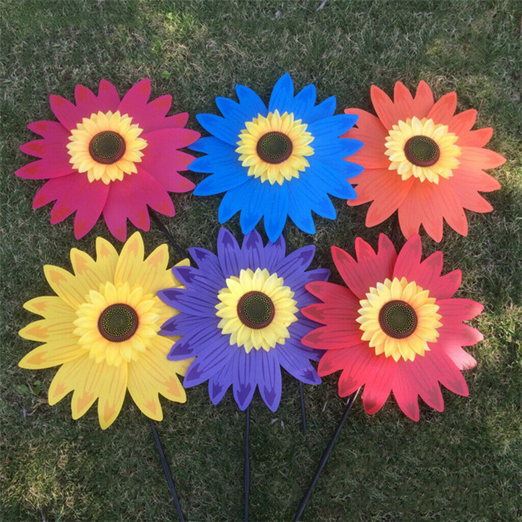 2x Sunflower Outdoor Wind Spinner Windmill Spinners Outside Garden for Kids