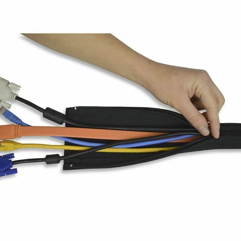 1Pcs Neoprene Cable Management Sleeve Zipper DIY Wrap Wire Cover Hider Organizer