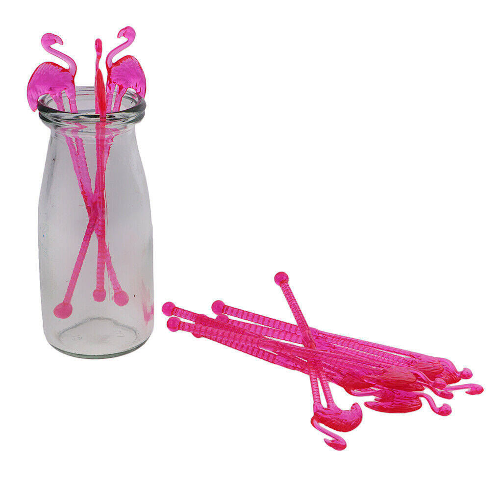 10x Hawaiian Flamingo Cocktail Stirrers Summer Party Swizzle Sticks Picks