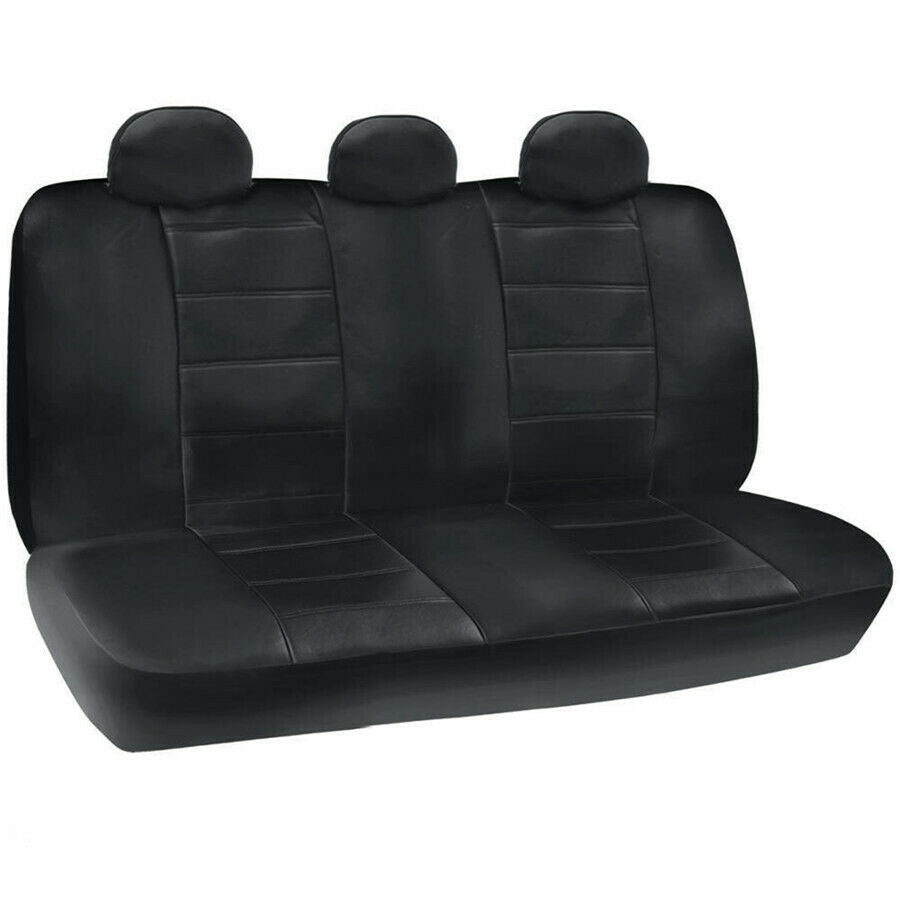 Black PU Leather Seat Cover Cushion Protector  Front +  Rear 5-seat For Car SUV