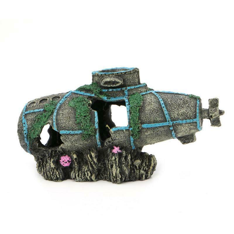 Aquarium Fish Tank Ornament Sunken Submarine Hiding Cave Landscaping Decoration