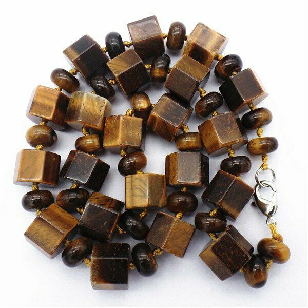 1 Strand 12x10/10x5mm Brown Tiger Eye Gem Hexagonal Prism Beads Necklace HH7323