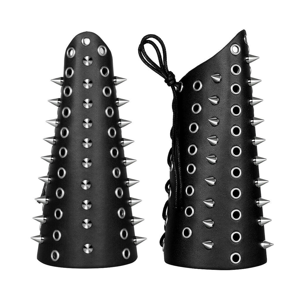 2pcs Punk Wide Leather Rivet Arm Bracers Arm Gauntlets Arm Guard Wristband