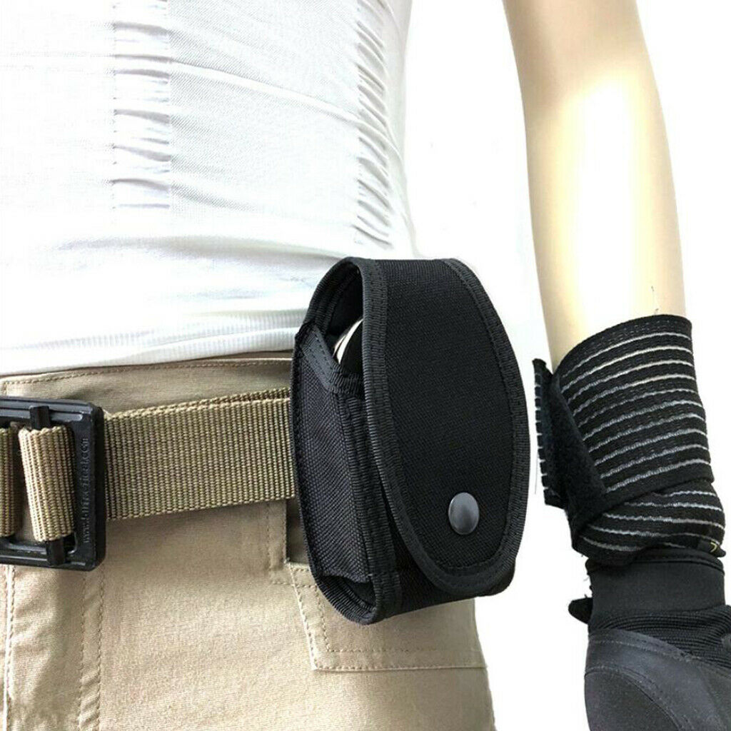 Multifunction Nylon Mini Waistbag Handcuffs Bag Handkerchief Case - Black