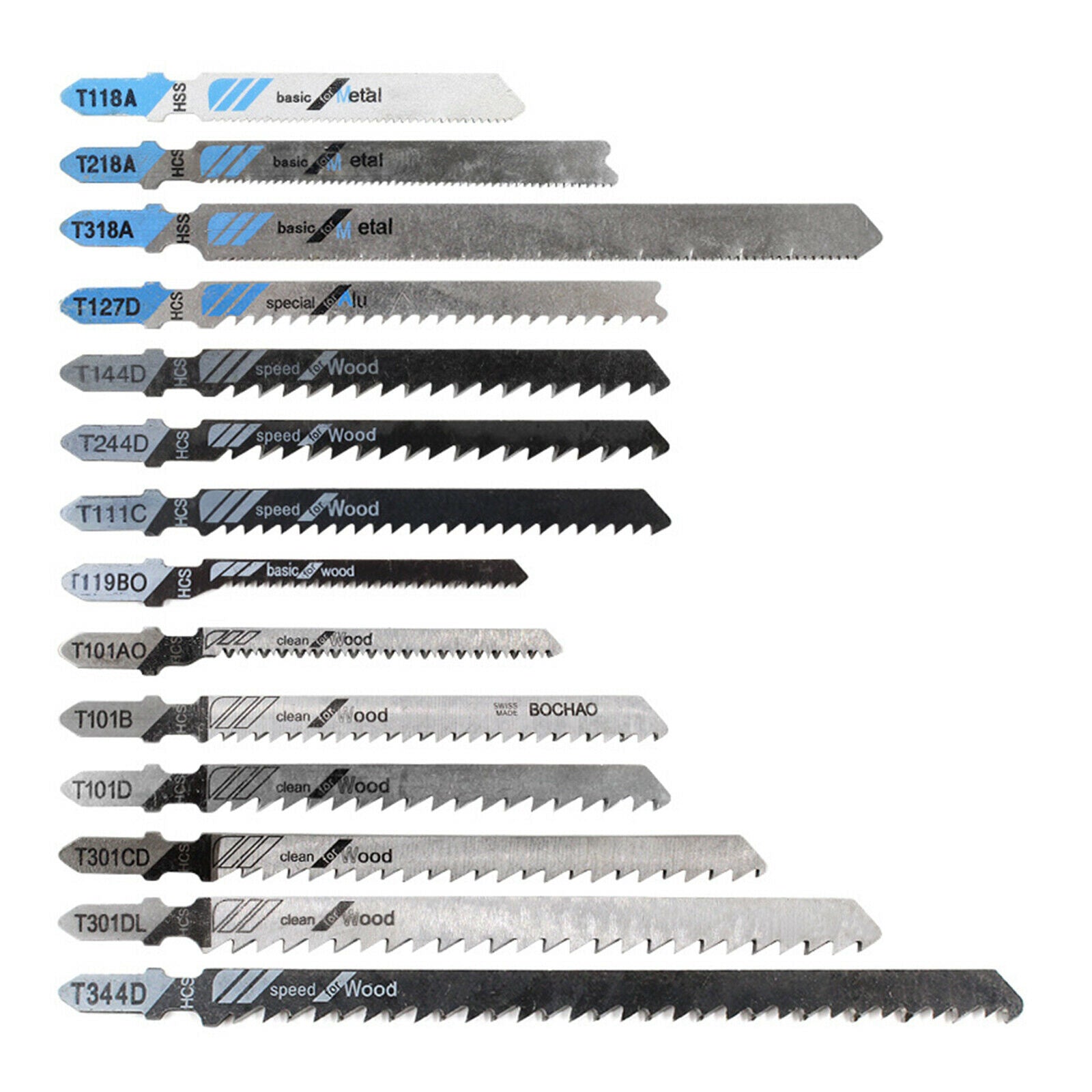 48Pieces Various Jigsaw Blades for Woodworking Power Tools Accessories