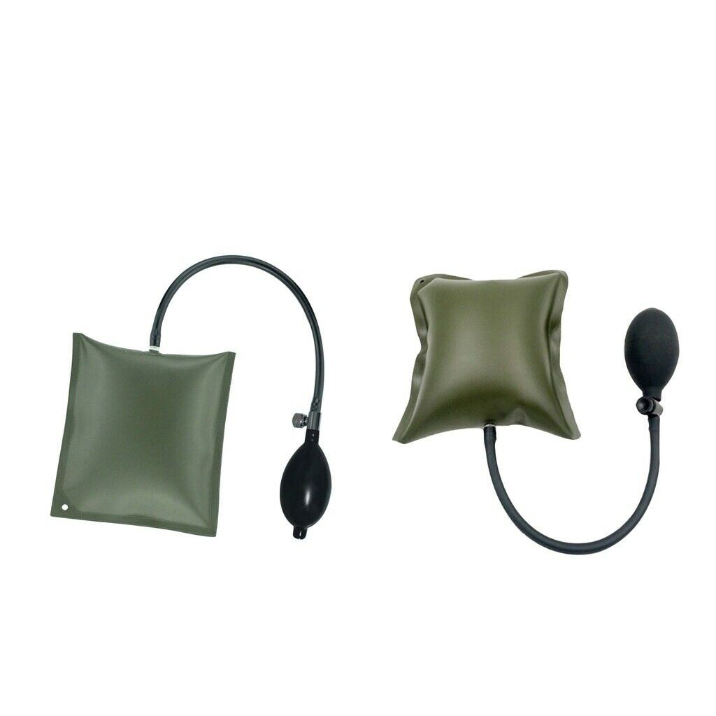 2pcs Adjustable Inflatable Air Bag Wedge Shim Pump Car Door Window Tool Green