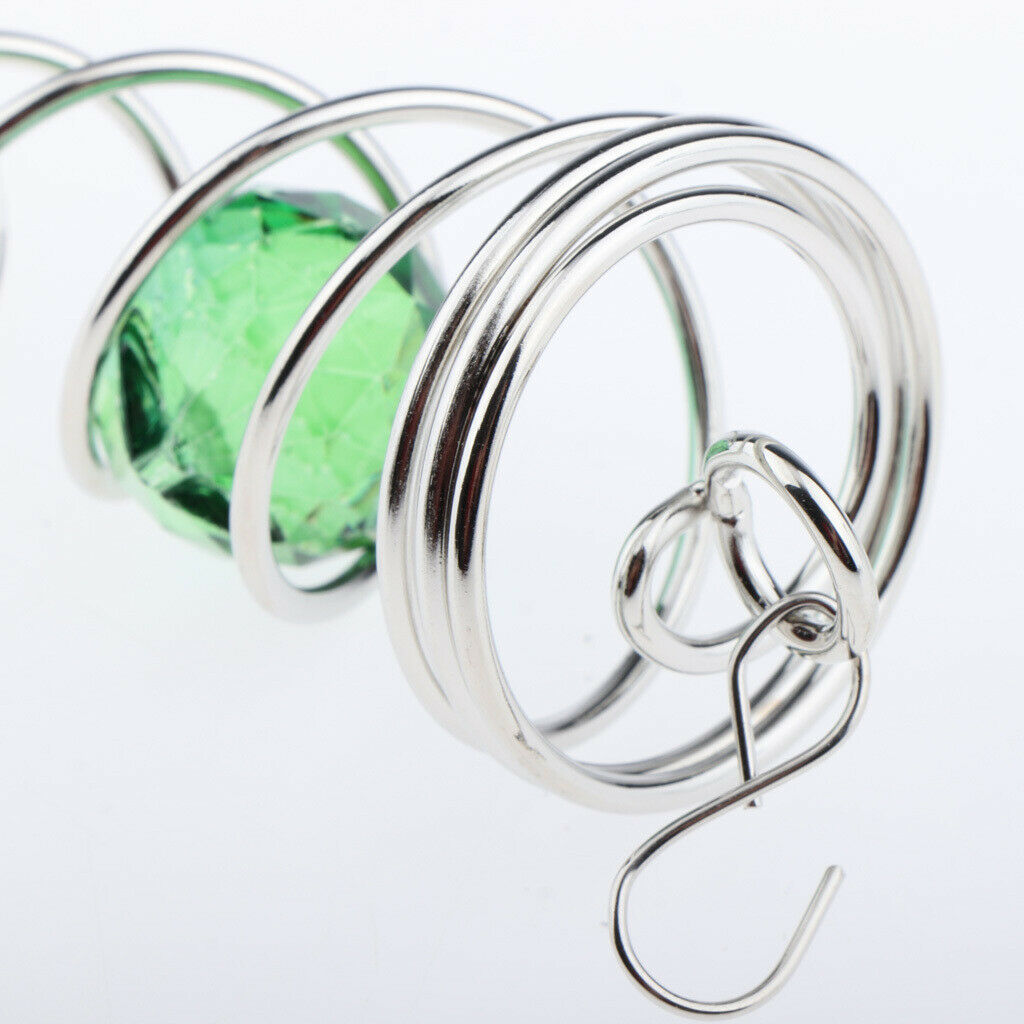 2 Pieces Metal Crystal Spiral Wind Spinner for Indoor Outdoor Green