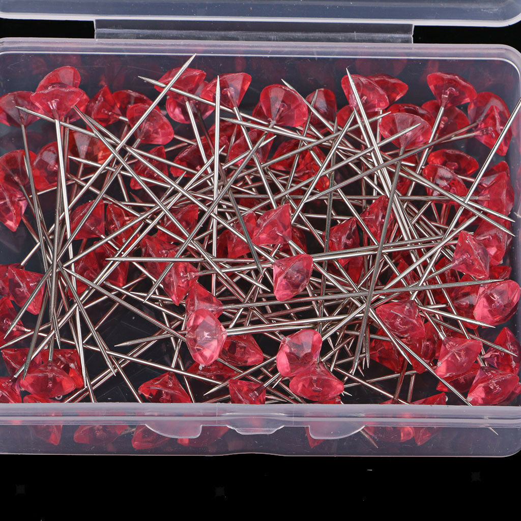 100pcs Red Diamante Diamond Head Pins for Bouquets Wedding Flowers Floristry
