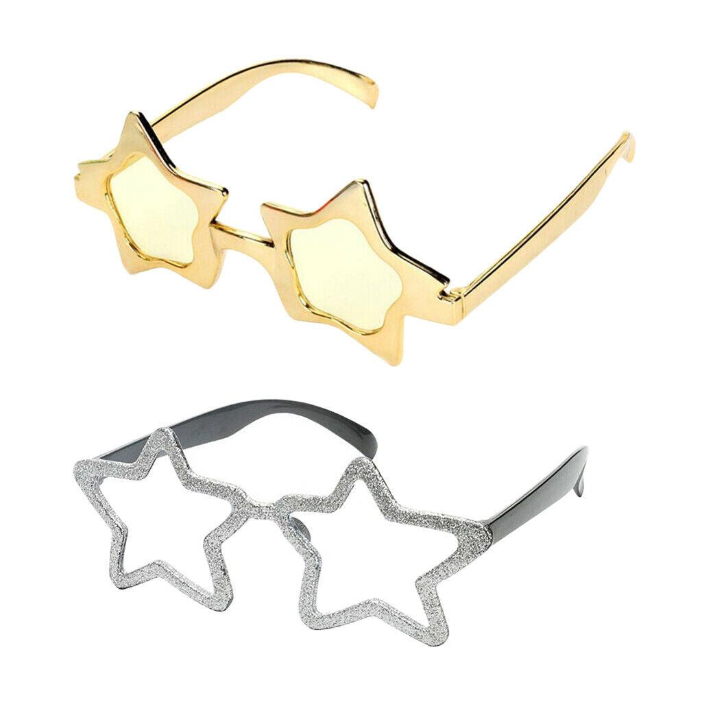 2 Pieces Glitter Five-point Star Sunglasses Eyeglasses Fancy Dress Glasses
