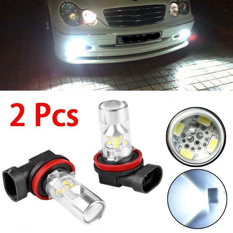 2pcs White H11 60W LED Bulbs High Power Fog Night Lights Running Driving DRL