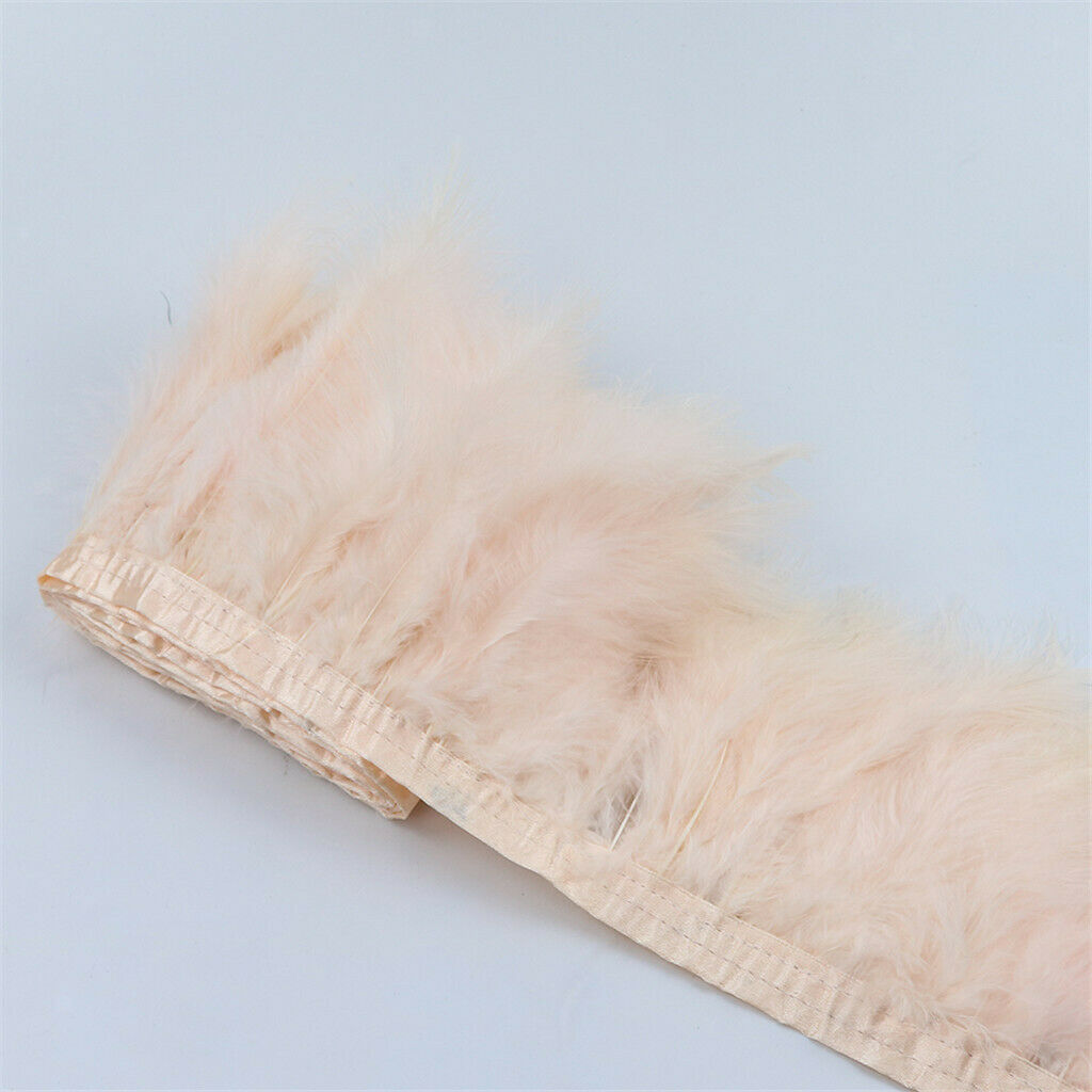 2 Meter Turkey Feather Fringe Trims Lace Ribbon Sewing Decoration Dusty Pink