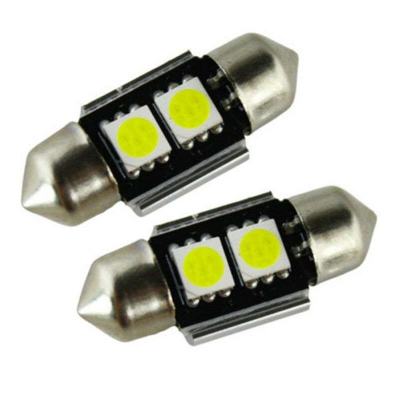 2x 31MM LED FESTOON CANBUS WHITE NUMBER PLATE SUNVISOR BULBS 239 30MM 32MM C5W