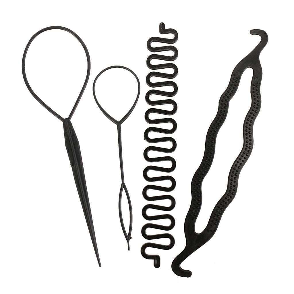 4x Womens Girls Hair Styling Clip Stick Bun Maker Braid Tool Accessories