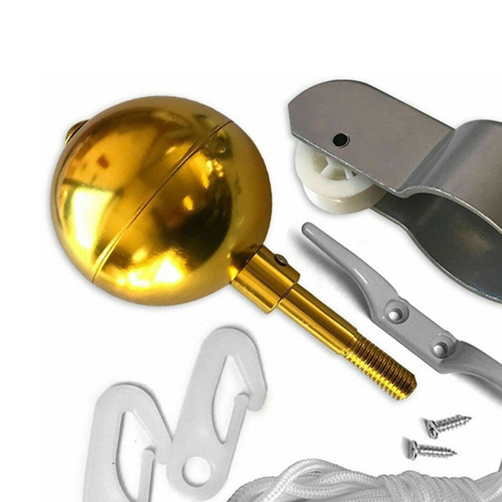 Outdoor Garden Flagpole Hardware Kit for 2"OD Tube 3" Topper Ball Ornament