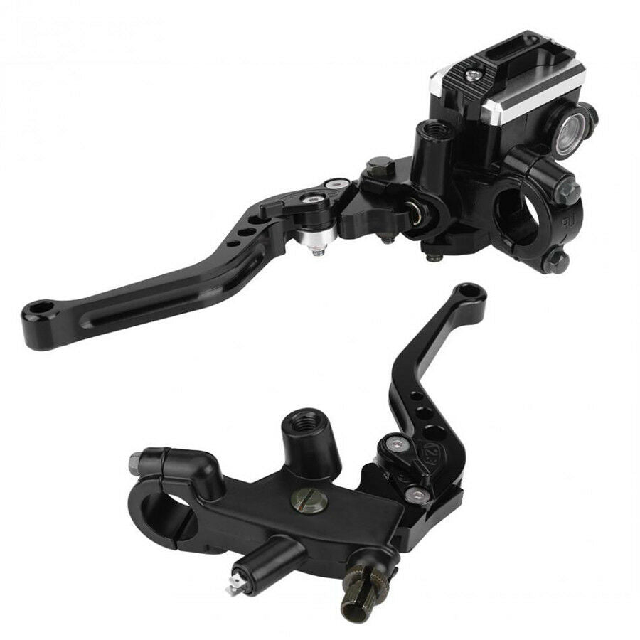 Universal Motorcycle 7/8'' CNC Brake Clutch Master Cylinder Lever Set Reservoir