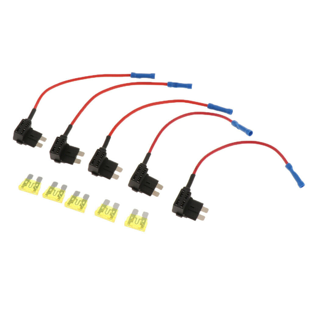 5 Pack Inline Holder 16AWG Wiring Harness ATC/ATO 20AMP Blade Automotive Fuse