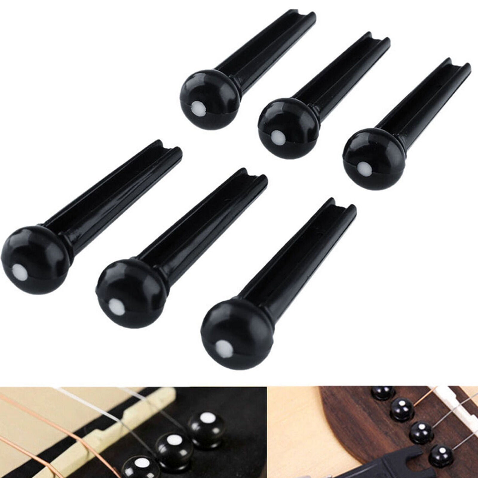 1 Pcs Ebony Wood Guitar Bridge Pins For Acoustic Guitar End Pins