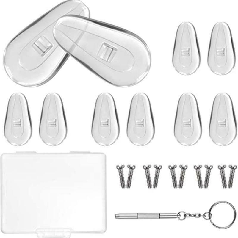 Eyeglass Repair Kit 5 Pairs Air Chamber Nose Pads Silicone Screw-in Eyewear
