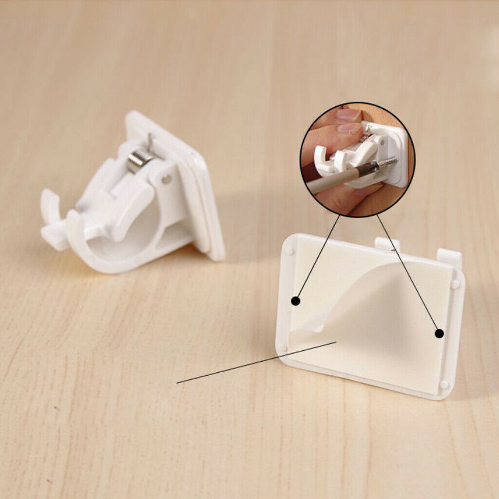 2x Curtain Rod Brackets No Drill Adjustable Curtain Rod Pole End Supports