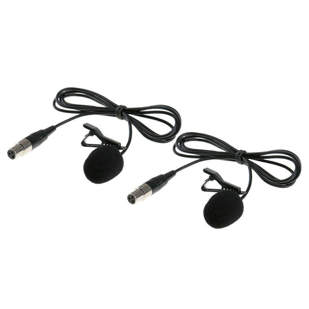 2x Wired Lavalier Microphone Mic with Clip 3 Pin XLR 3.3ft Tie Clip-on
